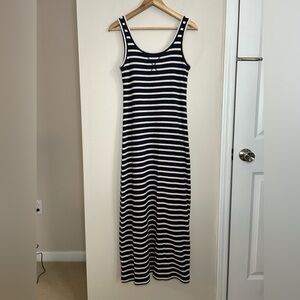LOFT Striped Navy Cream White Sleevless Tank Top Midi Maxi Dress Size XS